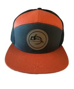 Captuer Hats 7 Panel Trucker Logo Hat - Orange, Gray & Black
