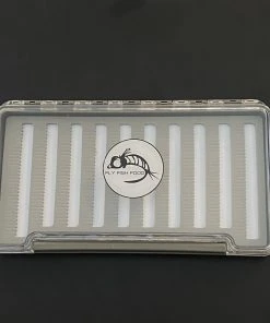 Adamsbuilt FLY FISH FOOD LOGO FLY BOX, CLEAR SINGLE SIDED - X-LARGE WITH DRY FLY FOAM Fly Boxes
