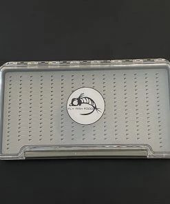 Adamsbuilt FLY FISH FOOD LOGO FLY BOX, CLEAR SINGLE SIDED - X-LARGE WITH EASY GRIP FOAM