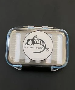 Adamsbuilt FLY FISH FOOD LOGO FLY BOX, CLEAR DOUBLE SIDED - SMALL, DRY AND NYMPH FOAM
