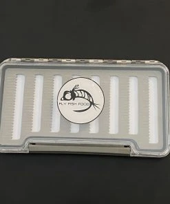 Adamsbuilt FLY FISH FOOD LOGO FLY BOX, CLEAR SINGLE SIDED - WITH DRY FLY FOAM Fly Boxes