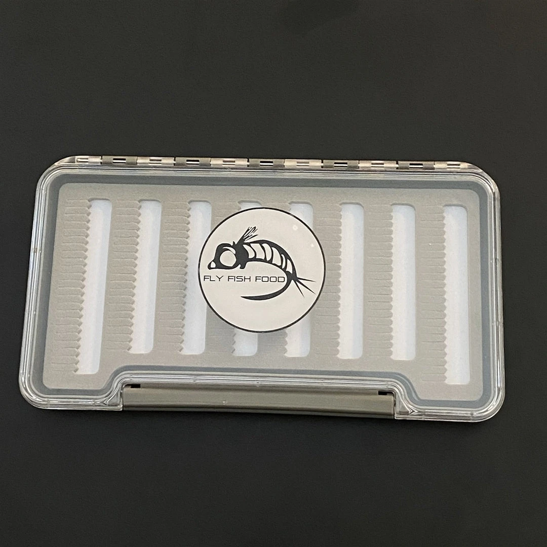Adamsbuilt FLY FISH FOOD LOGO FLY BOX, CLEAR SINGLE SIDED - WITH DRY FLY FOAM Fly Boxes 3 Adamsbuilt FLY FISH FOOD LOGO FLY BOX, CLEAR SINGLE SIDED - WITH DRY FLY FOAM Fly Boxes