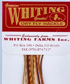 Whiting 100 Pack Dry Fly Hackle - Barred Dark Ginger - 14
