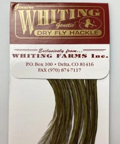 Whiting 100 Pack Dry Fly Hackle - Dark Olive - 12