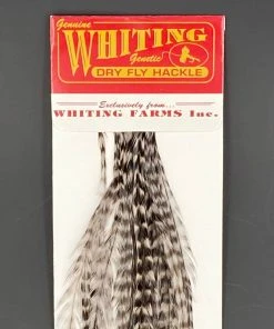 Whiting 100 Pack Dry Fly Hackle - Grizzly Dyed Medium Dun - 10