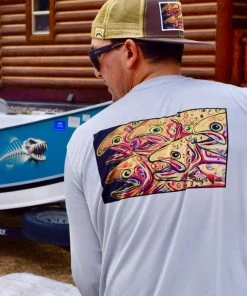 Abby Paffrath Clothing & Logo Gear Art 4 All Golden Trout Sun Shirt With Fly Fish Food Logo