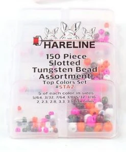 Hareline 150 Piece Slotted Tungsten Bead Assortment Beads
